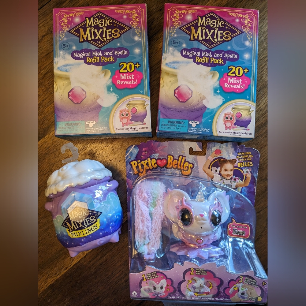 Magic mixies refill packs, magic mixies mixlings & pixie belles.